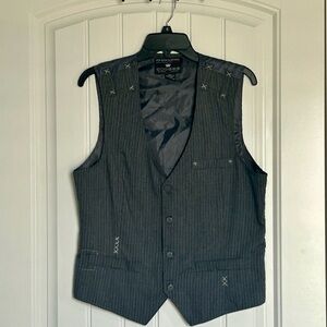 POP ICON CLOTHING Gray Pinstripe Dress Vest